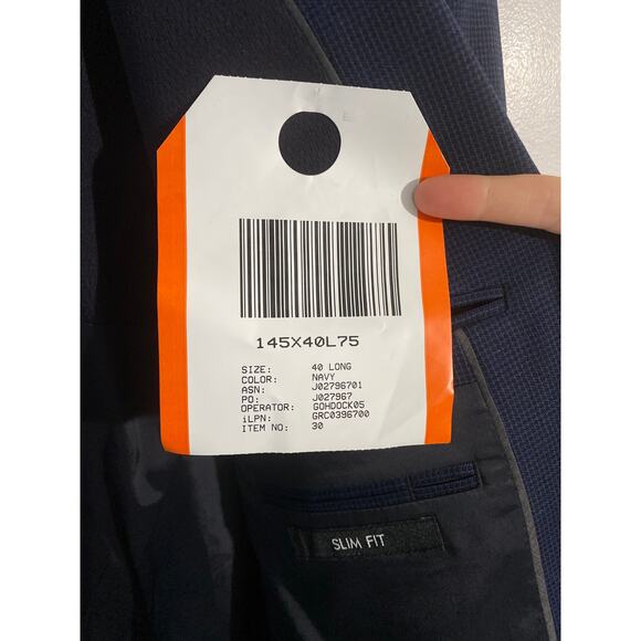 Jos A Bank Traveler blazer sports coat men size 40 long slim navy houndstooth - Picture 7 of 7